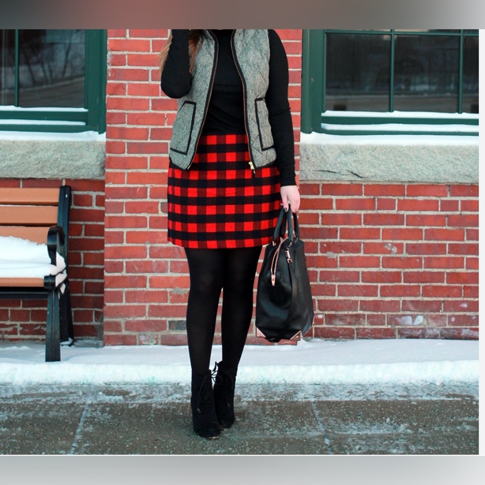 J Crew Buffalo Plaid Wool Skirt - Picture 6 of 12